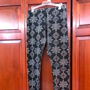 black cotton patterned leggings